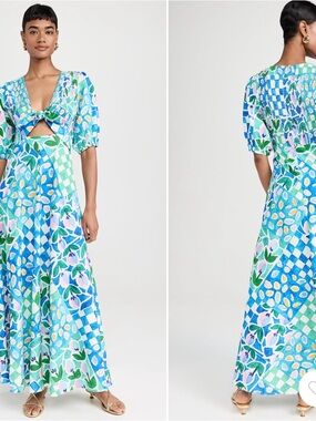 Little Lies Capri Maxi Dress in Blue and Green Floral